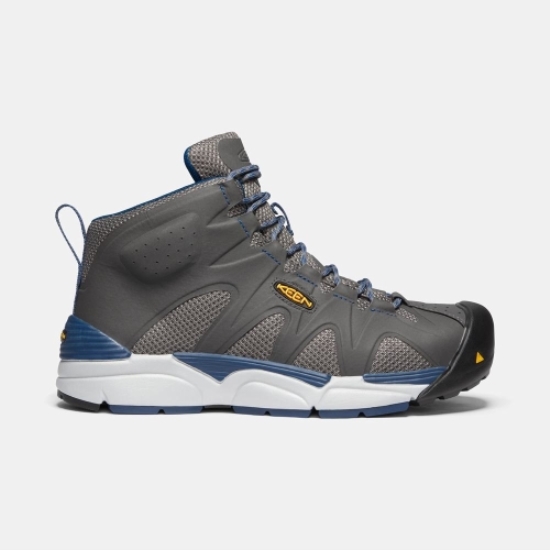 Keen San Antonio Mid Aluminum Tå Arbetskängor Herr Grå Blå | CHJFI0136