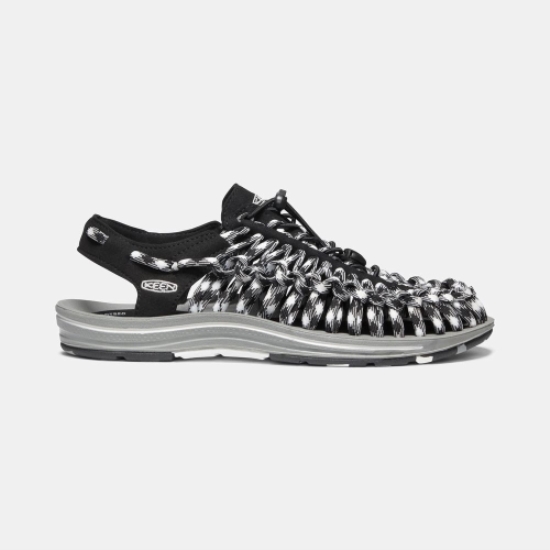 Keen Uneek Platta Cord Uneek Sandaler Herr Svarta Vita | LBYQV0284