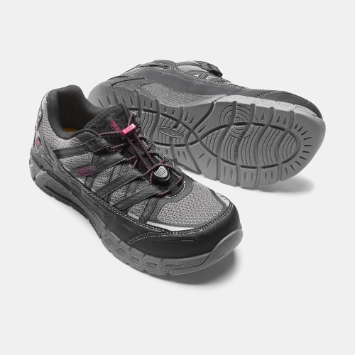 Keen Asheville Esd Aluminum Tå Arbetsskor Dam Svarta Grå | HNEWA6950