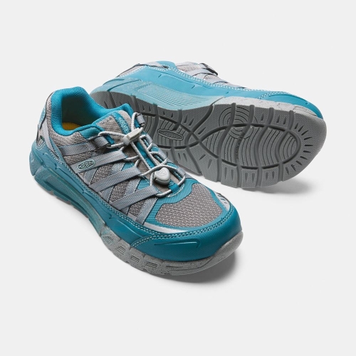 Keen Asheville Esd Aluminum Tå Arbetsskor Dam Blå Grå | QLMAT4503