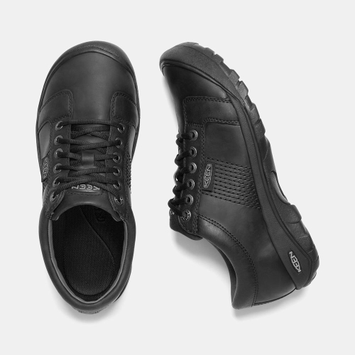 Keen Austin Läder Spets-up Casual Skor Herr Svarta | NQOJB6875