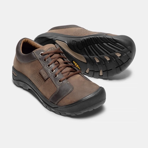 Keen Austin Läder Spets-up Casual Skor Herr Bruna Svarta | WBPMV1039