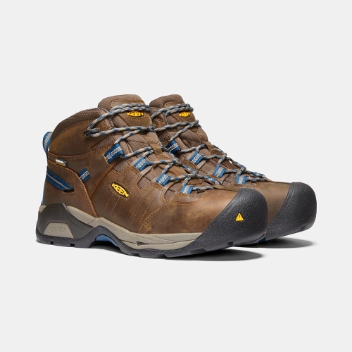 Keen Detroit Xt Mid Vattentäta Steel Tå Arbetskängor Herr Bruna Blå | GZFIX3860