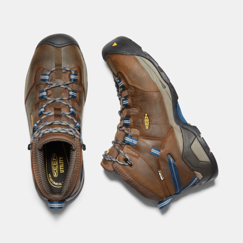 Keen Detroit Xt Mid Vattentäta Steel Tå Arbetskängor Herr Bruna Blå | GZFIX3860