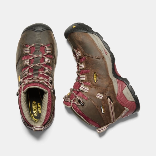 Keen Detroit Xt Mid Vattentäta Steel Tå Arbetskängor Dam Bruna Röda | TBGQL8014