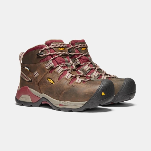 Keen Detroit Xt Mid Vattentäta Steel Tå Arbetskängor Dam Bruna Röda | TBGQL8014
