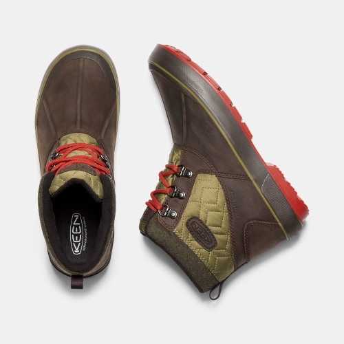 Keen Elsa II Vattentäta Quilted Ankelboots Dam Choklad Gröna | UFTHB7210