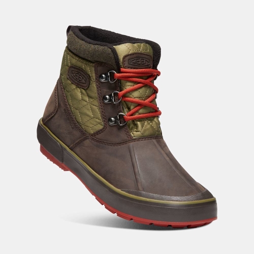 Keen Elsa II Vattentäta Quilted Ankelboots Dam Choklad Gröna | UFTHB7210