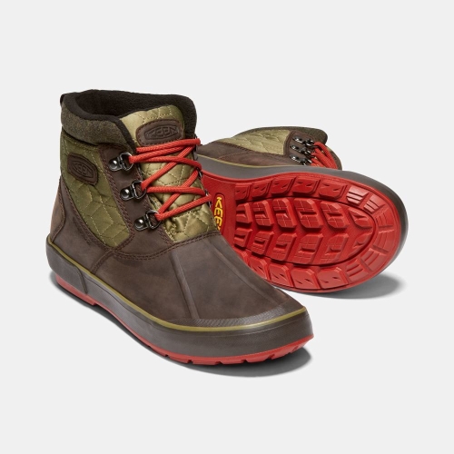 Keen Elsa II Vattentäta Quilted Ankelboots Dam Choklad Gröna | UFTHB7210