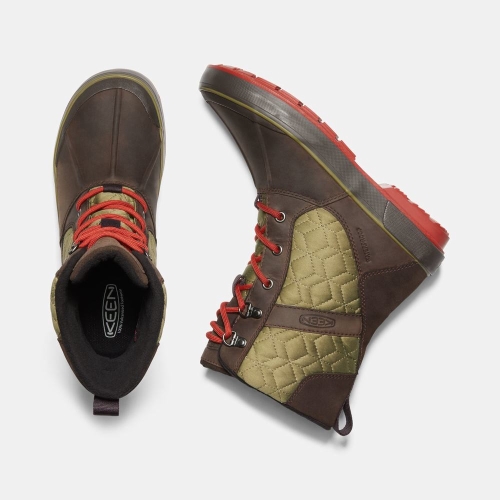 Keen Elsa II Vattentäta Quilted Vinterkängor Dam Choklad Gröna | RAPVC4976