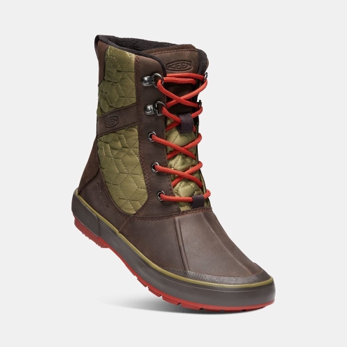 Keen Elsa II Vattentäta Quilted Vinterkängor Dam Choklad Gröna | RAPVC4976
