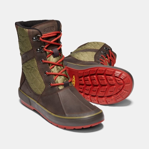 Keen Elsa II Vattentäta Quilted Vinterkängor Dam Choklad Gröna | RAPVC4976