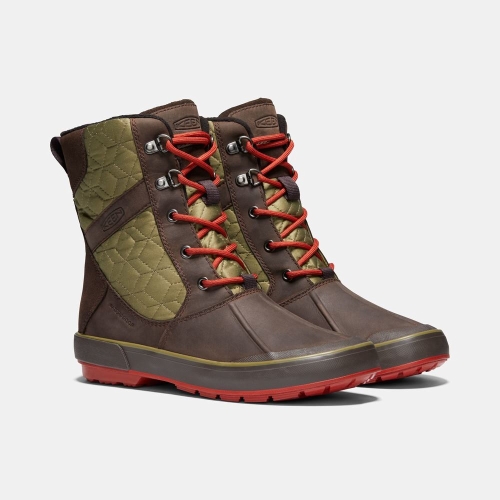Keen Elsa II Vattentäta Quilted Vinterkängor Dam Choklad Gröna | RAPVC4976