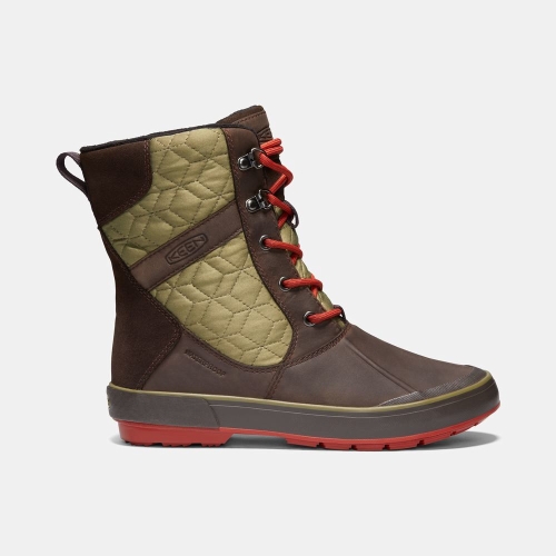 Keen Elsa II Vattentäta Quilted Vinterkängor Dam Choklad Gröna | RAPVC4976