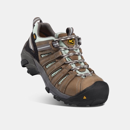 Keen Flint Low Steel Tå Arbetsskor Dam Bruna Turkos | UNTFE3968