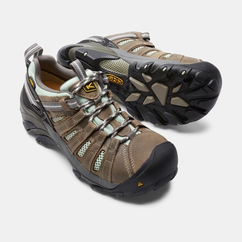 Keen Flint Low Steel Tå Arbetsskor Dam Bruna Turkos | UNTFE3968