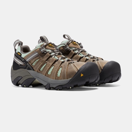 Keen Flint Low Steel Tå Arbetsskor Dam Bruna Turkos | UNTFE3968