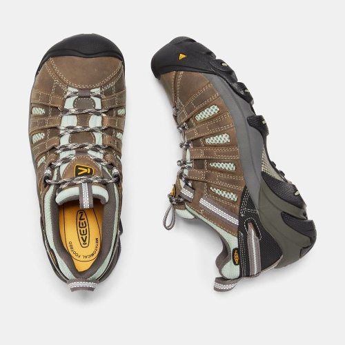 Keen Flint Low Steel Tå Arbetsskor Dam Bruna Turkos | UNTFE3968