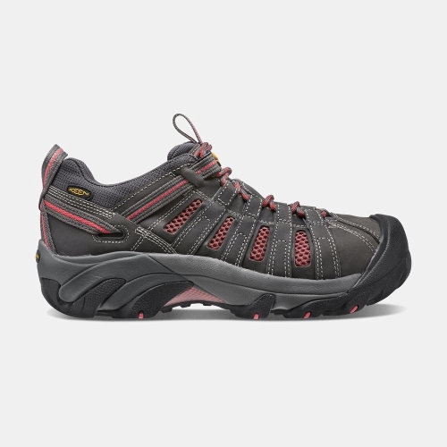 Keen Flint Low Steel Tå Arbetsskor Dam Svarta Rosa | TKERU4058