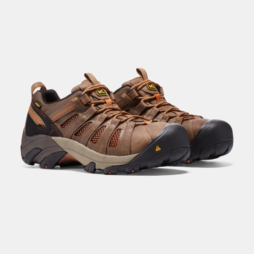 Keen Flint Low Steel Tå Arbetsskor Herr Bruna | GJKLH3812