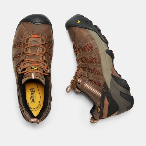 Keen Flint Low Steel Tå Arbetsskor Herr Bruna | GJKLH3812