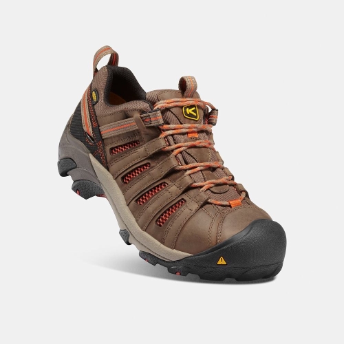 Keen Flint Low Steel Tå Arbetsskor Herr Bruna | GJKLH3812