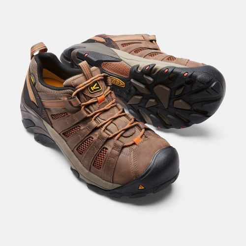 Keen Flint Low Steel Tå Arbetsskor Herr Bruna | GJKLH3812