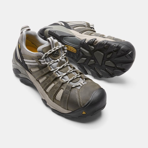 Keen Flint Low Steel Tå Arbetsskor Herr Olivgröna | VNZGB4256