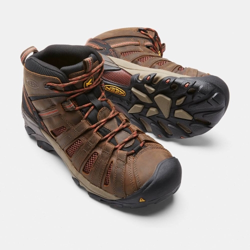 Keen Flint Mid Steel Tå Arbetskängor Herr Bruna Svarta | LFZAR9740