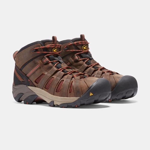Keen Flint Mid Steel Tå Arbetskängor Herr Bruna Svarta | LFZAR9740