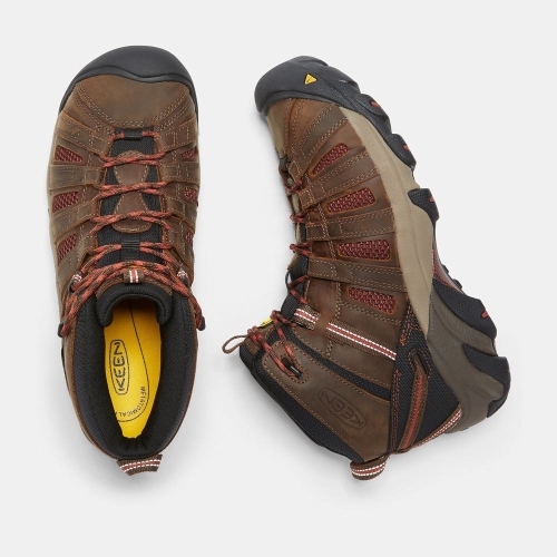 Keen Flint Mid Steel Tå Arbetskängor Herr Bruna Svarta | LFZAR9740