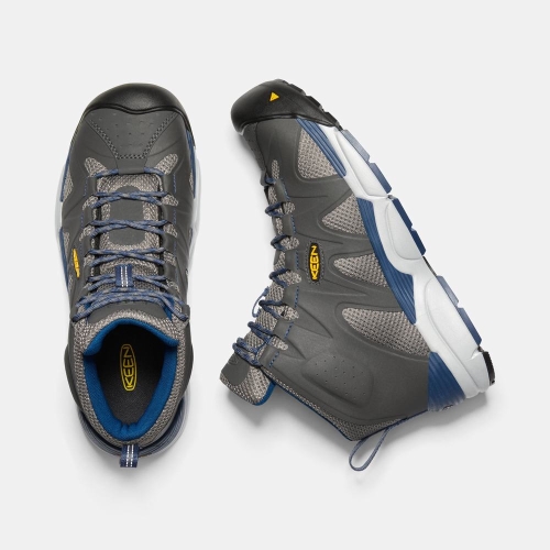 Keen San Antonio Mid Aluminum Tå Arbetskängor Herr Grå Blå | CHJFI0136