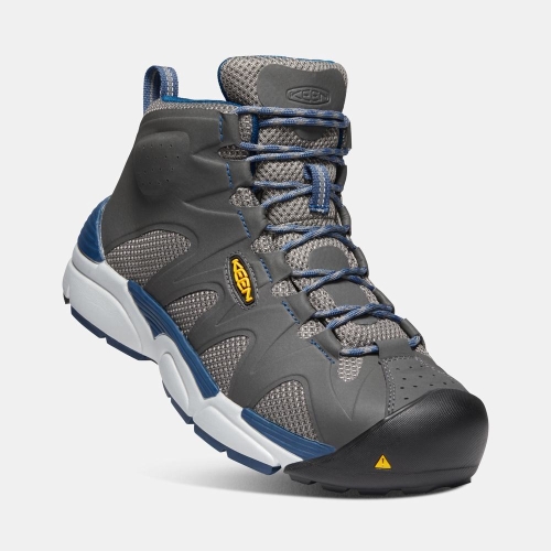 Keen San Antonio Mid Aluminum Tå Arbetskängor Herr Grå Blå | CHJFI0136