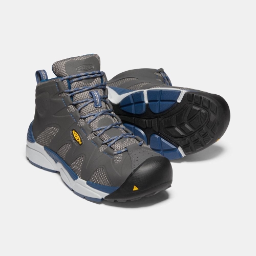 Keen San Antonio Mid Aluminum Tå Arbetskängor Herr Grå Blå | CHJFI0136