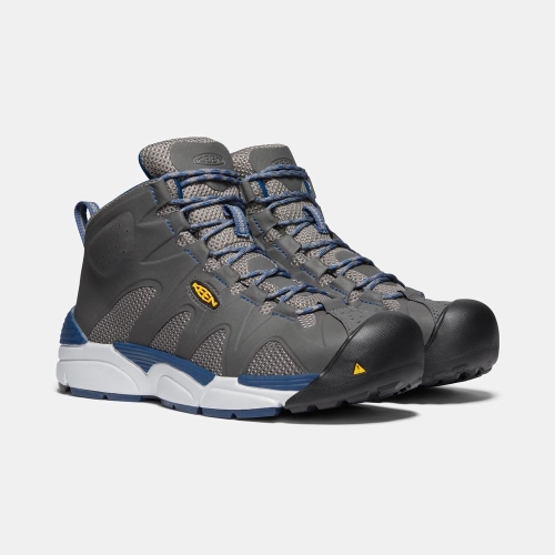 Keen San Antonio Mid Aluminum Tå Arbetskängor Herr Grå Blå | CHJFI0136