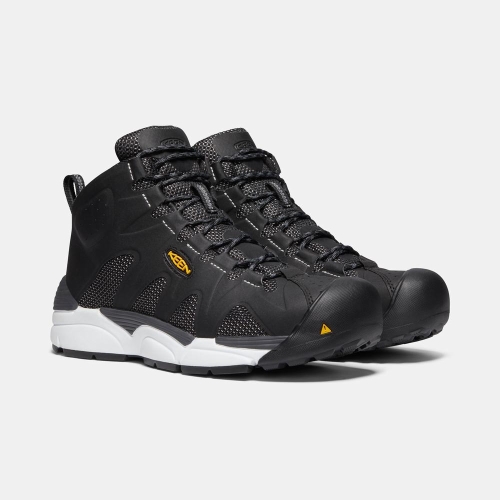 Keen San Antonio Mid Aluminum Tå Arbetskängor Herr Svarta | HMDQF7046