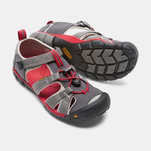 Keen Seacamp II Cnx Sandaler Barn Grå Röda | JVXLS1249