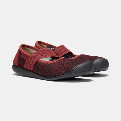Keen Sienna Wool Mary Jane Skor Dam Svarta Röda | OXMCV2049