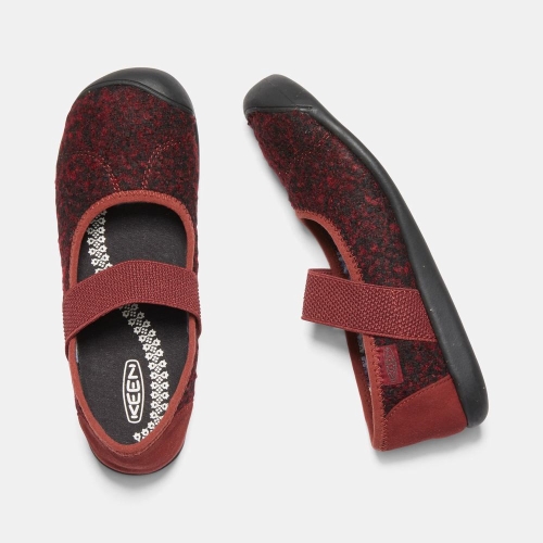 Keen Sienna Wool Mary Jane Skor Dam Svarta Röda | OXMCV2049