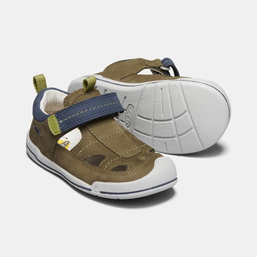 Keen Sprout Fisherman Sandaler Barn Mörkolivgröna Marinblå | YZITC7982