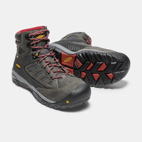 Keen Tucson Mid Steel Tå Arbetskängor Herr Olivgröna Röda | ROWLE2741