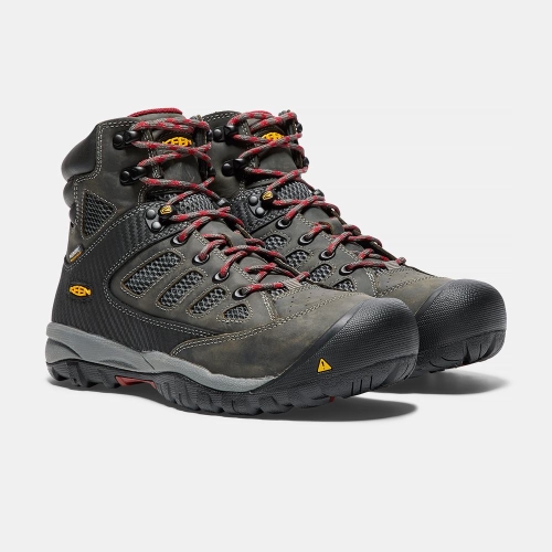 Keen Tucson Mid Steel Tå Arbetskängor Herr Olivgröna Röda | ROWLE2741