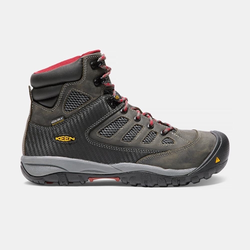 Keen Tucson Mid Steel Tå Arbetskängor Herr Olivgröna Röda | ROWLE2741