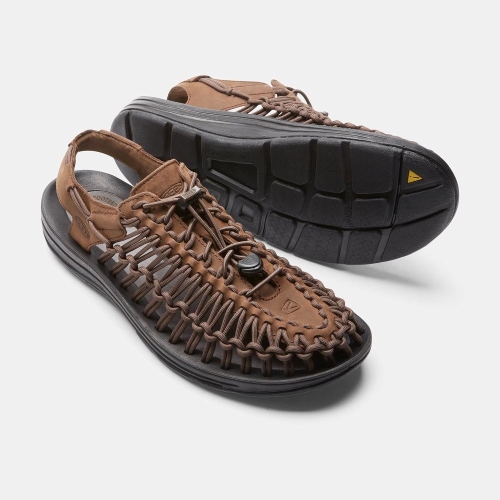 Keen Uneek Läder Uneek Sandaler Herr Bruna Svarta | UAYIM3460