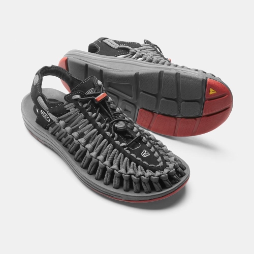 Keen Uneek Platta Cord Uneek Sandaler Herr Svarta Grå | YQEMG6857