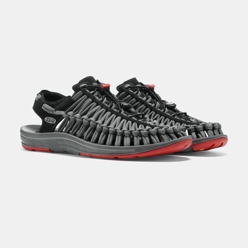 Keen Uneek Platta Cord Uneek Sandaler Herr Svarta Grå | YQEMG6857