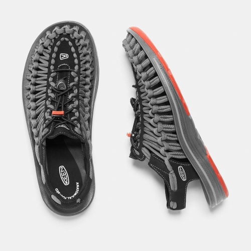 Keen Uneek Platta Cord Uneek Sandaler Herr Svarta Grå | YQEMG6857